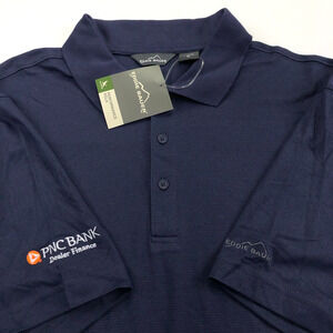 Eddie Bauer NEW Performance XL Mens Golf SS Button Polo Solid Shirt Navy Blue